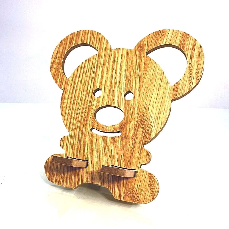 Kệ Điện Thoại Giá Đỡ Máy Tính Bảng Mini Bằng Gỗ Ép Hình Con Chuột Tiện Dụng Hình Dễ Thương 16.5cm x 15.6cm