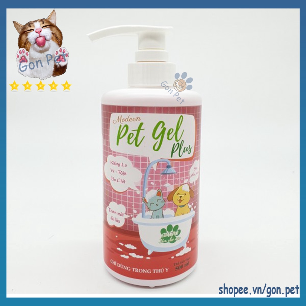 DẦU TẮM CHO CHÓ MÈO PET GEL PLUS Chai 500ml TRỊ VE, RẬN, BỌ CHÉT