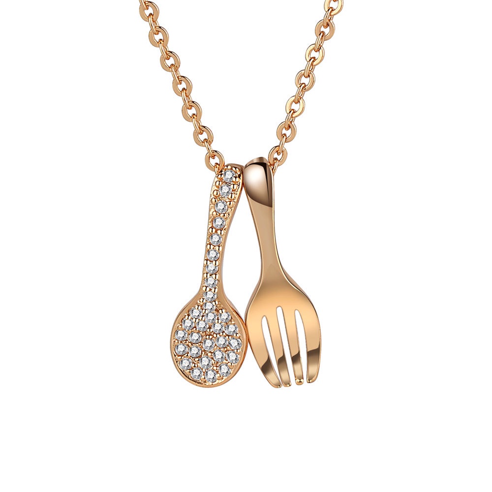 Vòng cổ Mặt Hình Muỗng Nĩa Đính Đá Thời Trang Cho Nữ