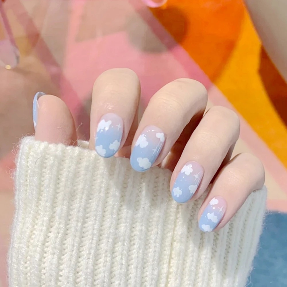 Nhãn Dán Trang Trí Móng Tay 3D Tự Dính Họa Tiết Đám Mây/Ngôi Sao/Trái Tim Dễ Thương