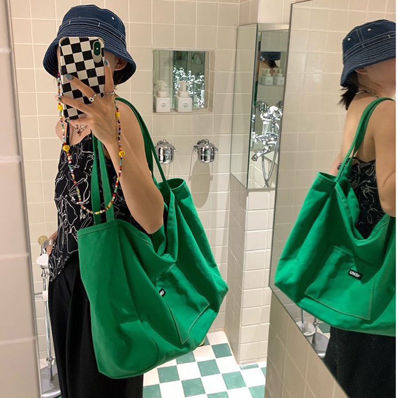 IELGY Túi Xách Vải canvas Màu Sắc Đơn Giản Sức Chứa Lớn Thời Trang Cho Nữ