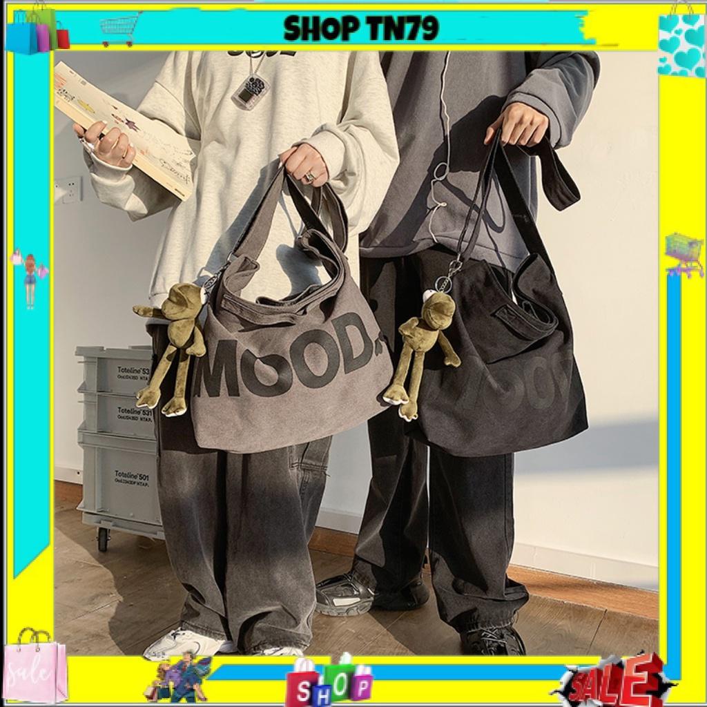 Túi tote đeo chéo , đeo vai vải canvas phong cách ulzzang unisex MOOD không kèm phụ kiện