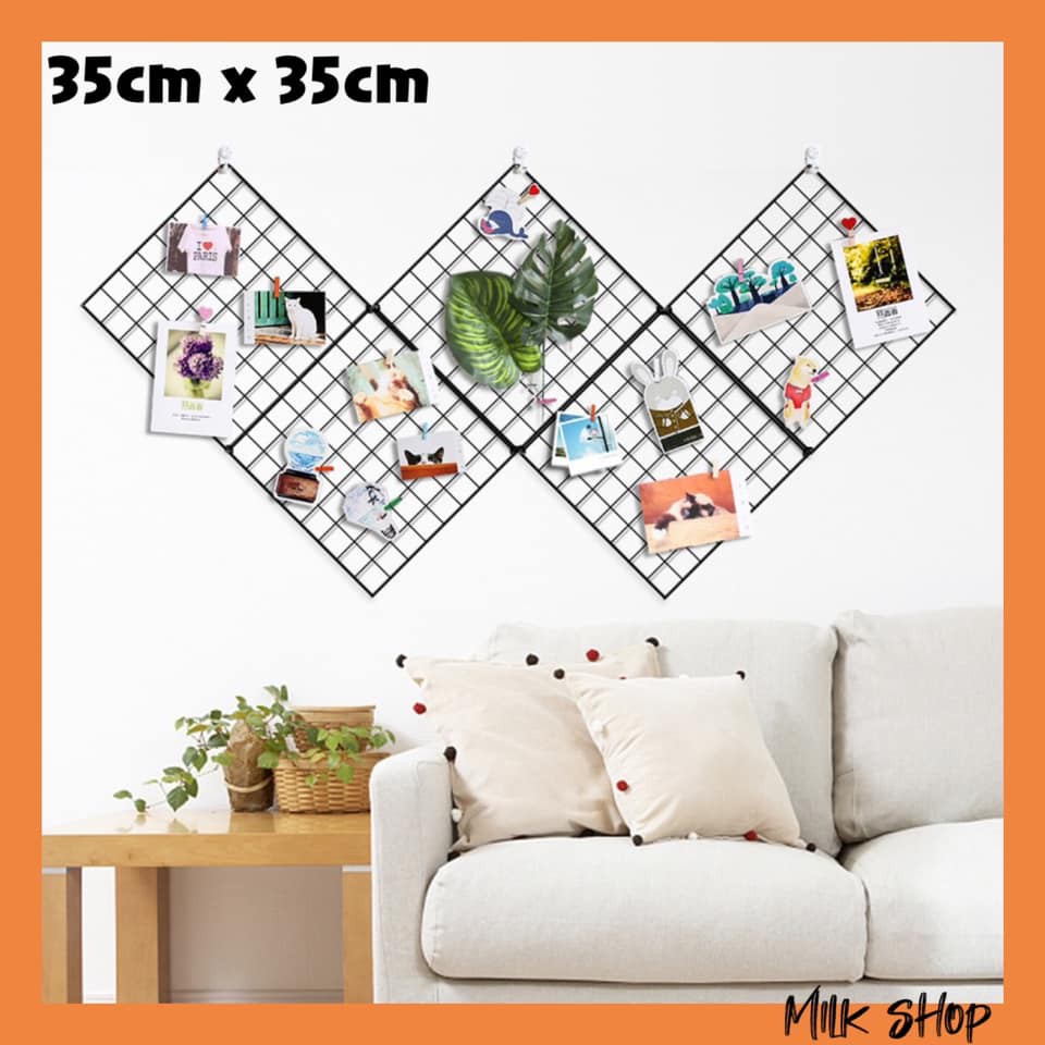 Combo 5 tấm khung lưới decor đa năng Milk shop EW03  màu đen trang trí ảnh đồ lưu niệm