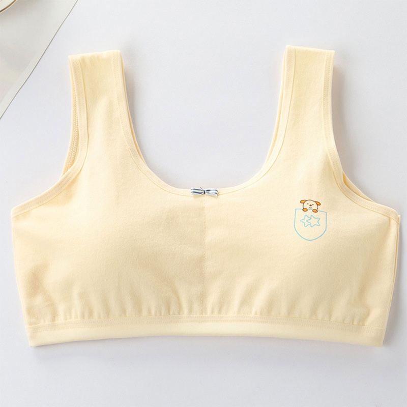 Youyo Áo Ngực Cotton Không Gọng Họa Tiết Động Vật Hoạt Hình Thắt Nơ Dây Bản Rộng Cho Bé Gái Thanh Thiếu Niên Br