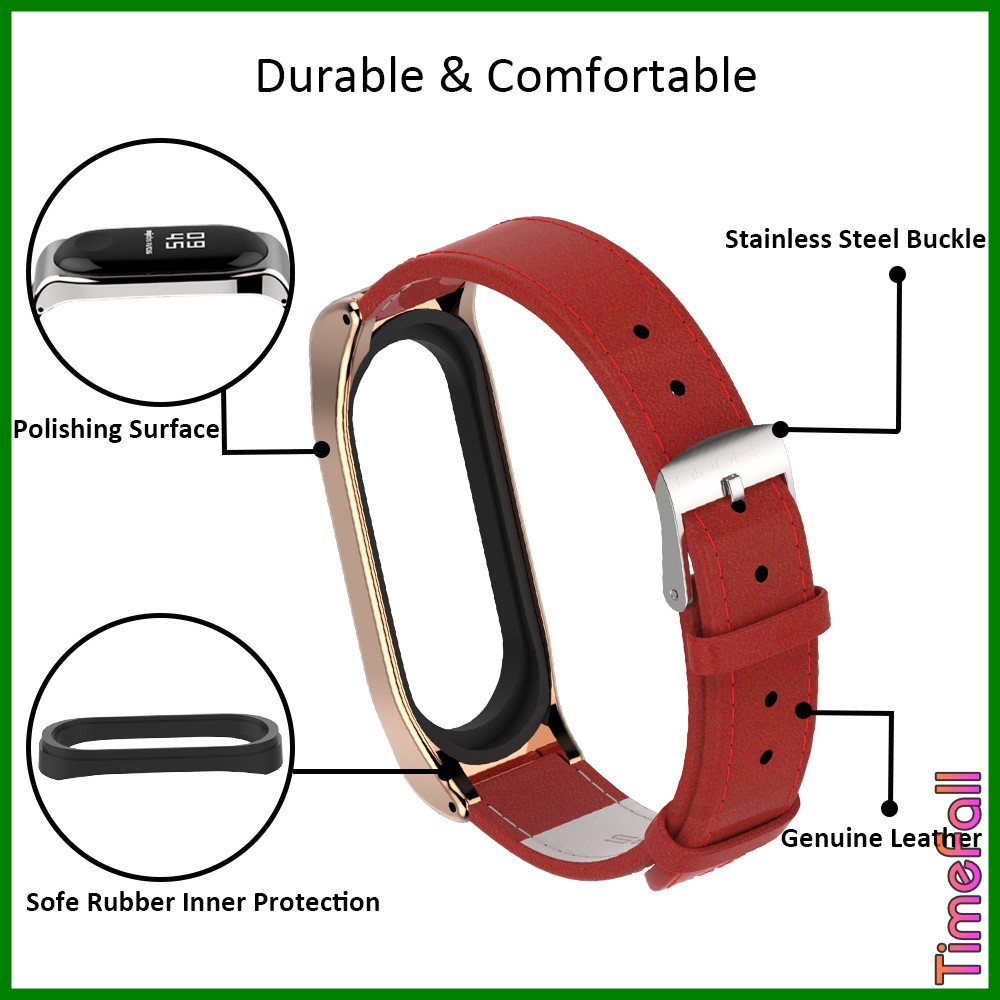 Dây đeo da bò CLASSIC Miband 4, MIBAND 3 chính hãng MIJOBS, dây đeo thay thế mi band 4, MI BAND 3 da bò viền vuônG