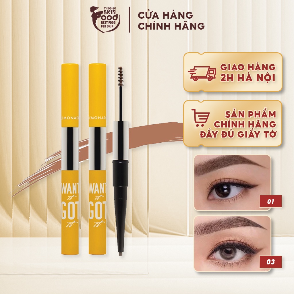 Chì Kẻ Mày Hai Đầu Tiện Lợi Cho Lông Mày Hoàn Hảo Lemonade Want It Got It Dual Eyebrow