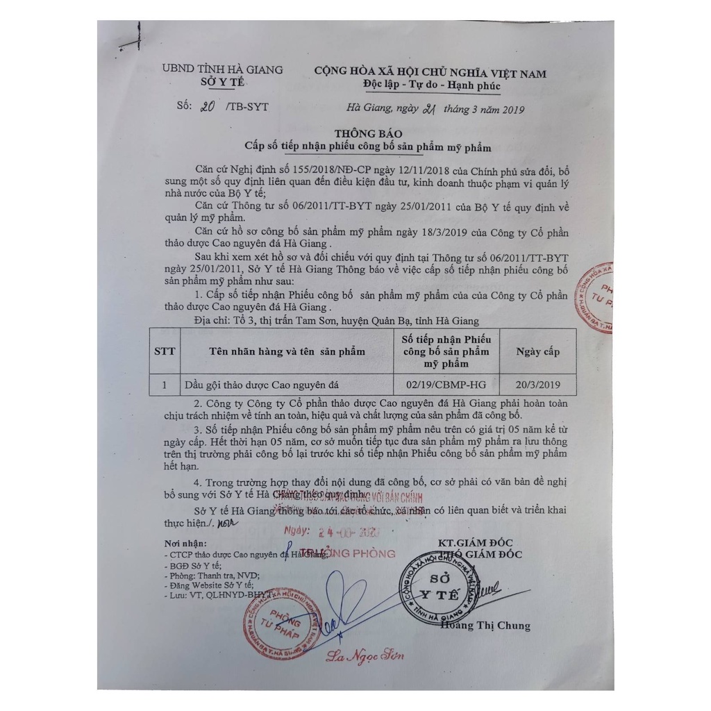 Dầu gội Thảo dược Cao Nguyên Đá