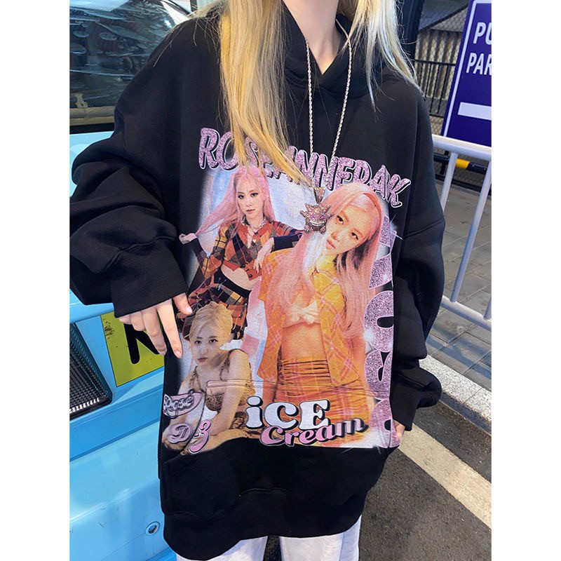 <M-2XL> ÁO HOODIE FORM RỘNG HÌNH ROSÉ SIÊU XINH - ORDER 10 NGÀY