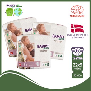 Combo 3 Gói Tã Dán 100% Hữu Cơ Bambo Nature - Nhập Khẩu Đan Mạch - 15-30kg - XXL22 - 22 miếng