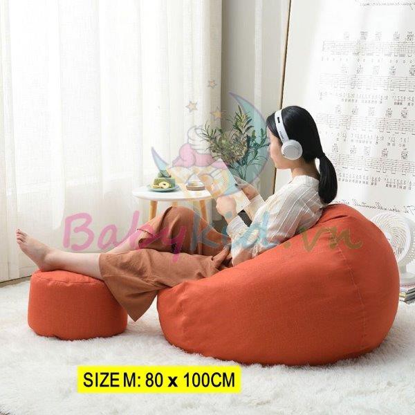 Vỏ+lót bọc ghế lười hạt xốp, vỏ da lộn đơn màu, 4 size, lót dù, không xốp ko xốp