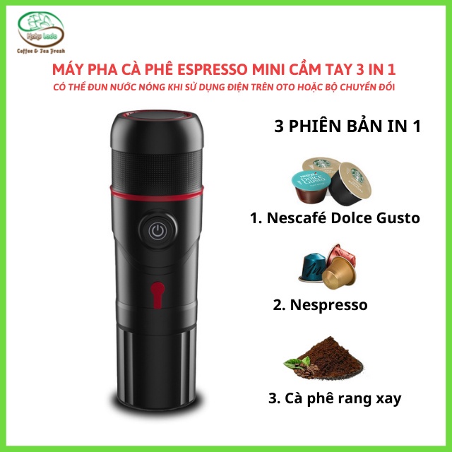 Máy Pha Cà Phê Espresso Mini Cầm Tay YRP 3IN1 Hahulado Đun Nước Nóng pha cafe viên nén nespresso+dolce gusto+cà phê bột