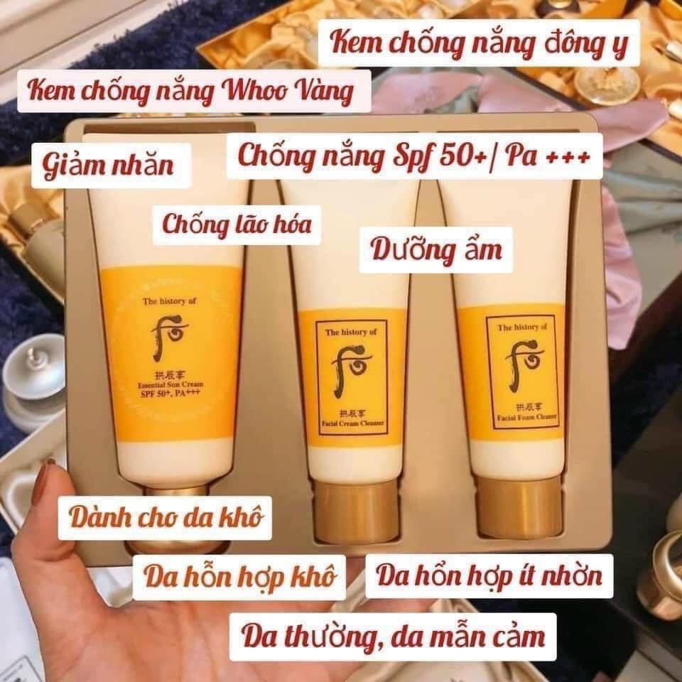 [Hàng Chính Hãng] Set kem chống nắng dưỡng ẩm và chống nhăn Whoo Moisture Sun Cream - Hàn Quốc