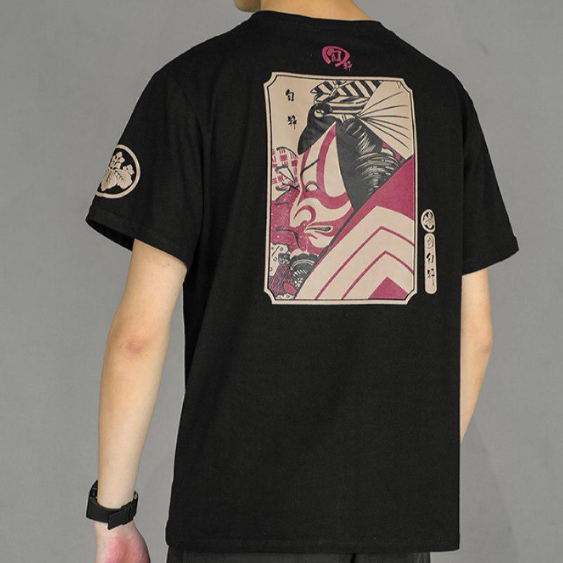 Phiên Bản Hàn Quốc Preppy Phong Cách Samurai Cặp Đôi Áo Thun Ngắn Cổ Tròn Rời Nửa Tay Áo Chui Đầu In Hình Tươi Nửa Tay Áo Thun Thả Vai Phù Hợp Với Bé Trai H