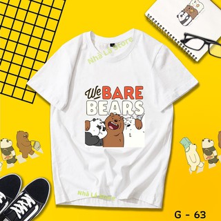 Áo Thun Nam Nữ Tay Lỡ Unisex Phông Trơn Oversize Form Rộng Basic Tee Hình We bare bear ngộ nghĩnh