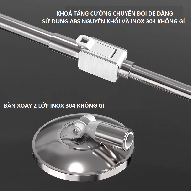 BỘ LAU NHÀ TỰ VẮT 360 ĐỘ CHÍNH HÃNG Inox 304 CAO CẤP TẶNG KÈM2 BÔNG LAU