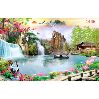 Tranh dán tường 3d sơn thuỷ hữu tình