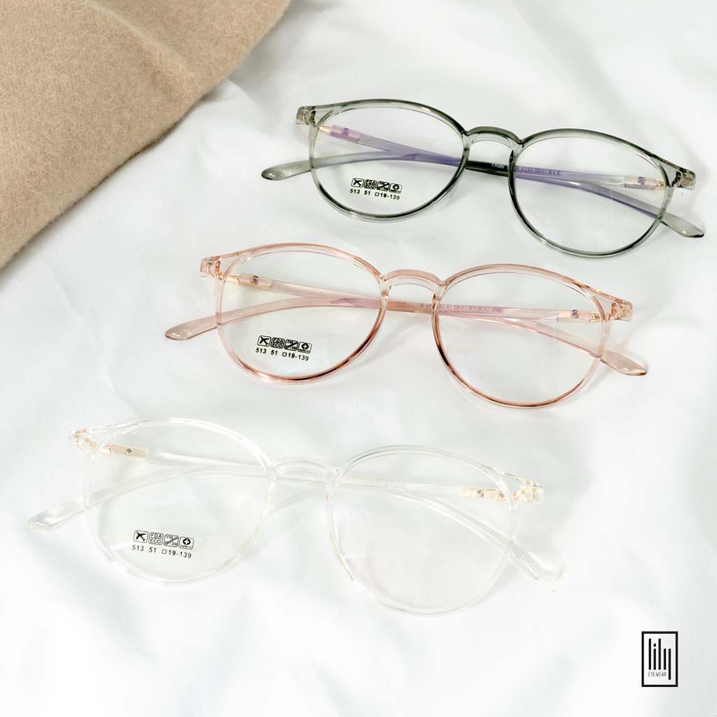 Gọng kính cận nam nữ tròn nhựa dẻo 513