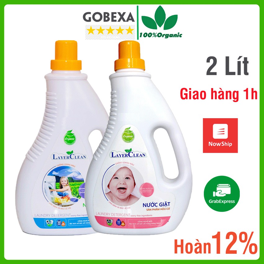 Nước giặt LAYER CLEAN nước hoa em bé, gió biển, nước giặt hữu cơ 2 lít