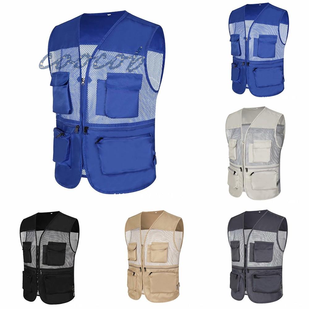 Áo Ba Lỗ Polyester Nhiều Túi Size L-3XL Đơn Giản Cho Nam