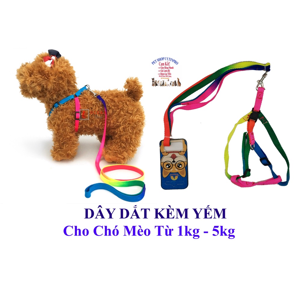 Dây dắt kèm yếm cho Chó Mèo dưới 5kg Loại 7 màu Thương hiệu TAOTAOPETS Chất liệu dù 1 lớp dày Siêu bền, Chắc chắn