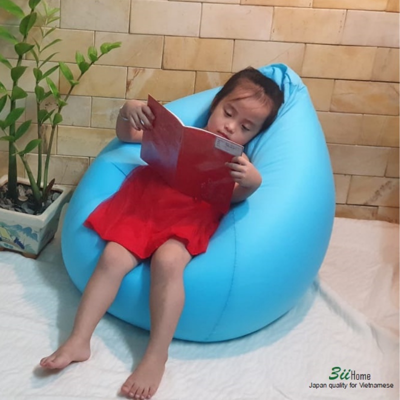 Gối lười 3ii Home chống thấm cao cấp Size 100x120cm màu cam ghế lớn ngồi thoải mái với nhiều tư thế