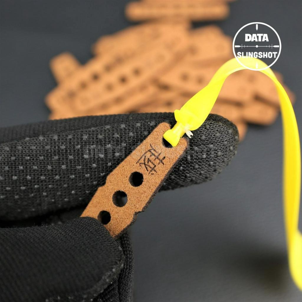 Miếng Da Ná Cao Su 3 Lỗ DT15 Vàng Chữ Tàu dùng cho bi 7mm 6.35mm 7.5mm chống trơn - DATA SlingShot