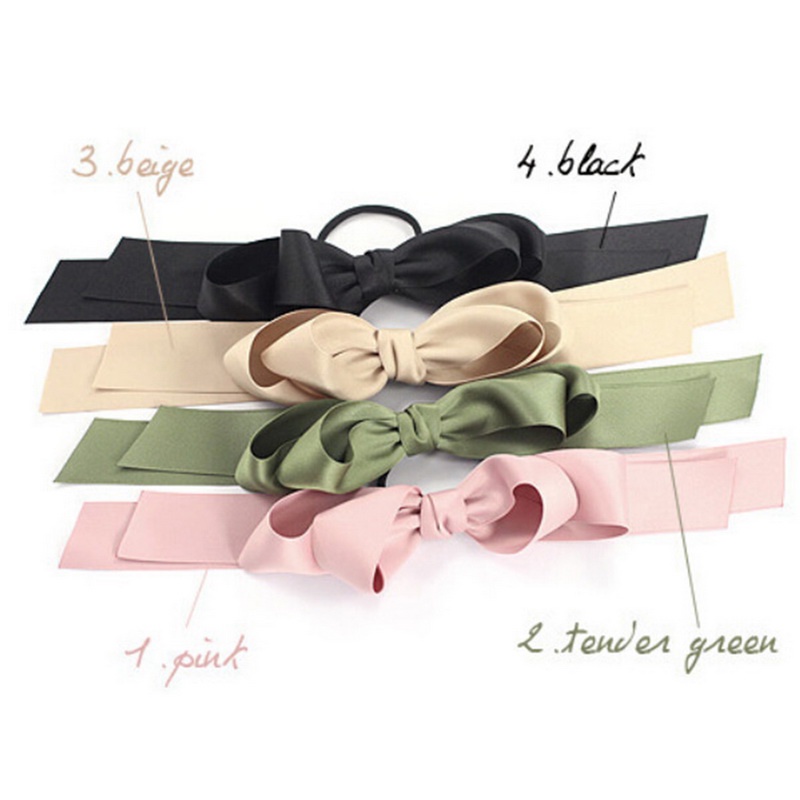 Dây Cột Tóc Co Giãn Đính Nơ Ruy Băng Dài Thời Trang Hàn Quốc Cho Nữ