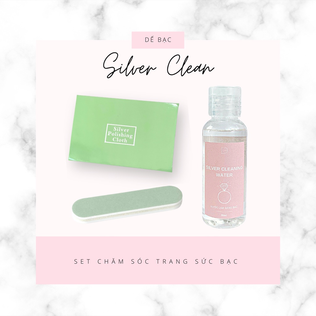 Combo làm sáng bạc nước rửa bạc khăn lau bạc thanh làm sáng bạc Sliver Clean Dế Bạc