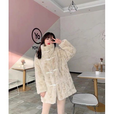 Ảnh thật 5 hình cuối-2W16.Áo khoác lông cừu nhung khuy sừng thu đông sang chảnh