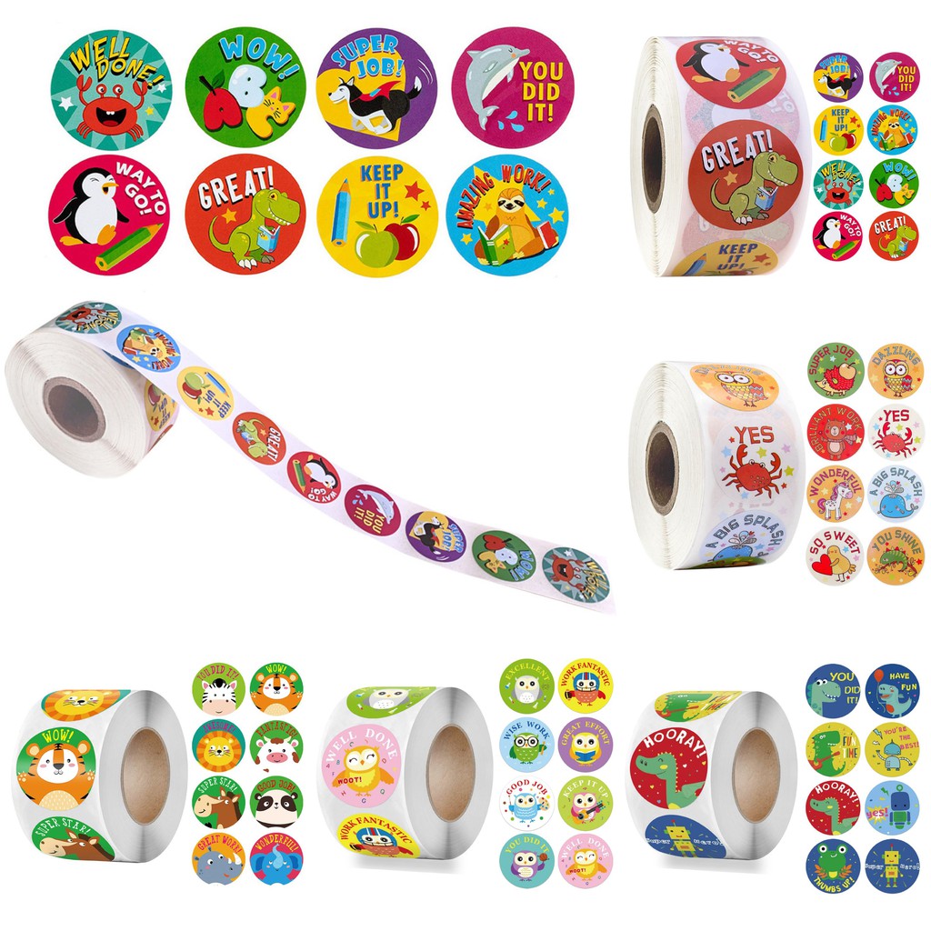 Stickers cuộn khen thưởng cho bé, khích lệ bé học tập 500 sticker/1 cuộn - English For Kid
