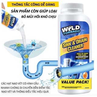 Chai bột thông cống nghẹt bồn rửa chén, thông tắc bồn cầu ống thoát nước nhà vệ sinh