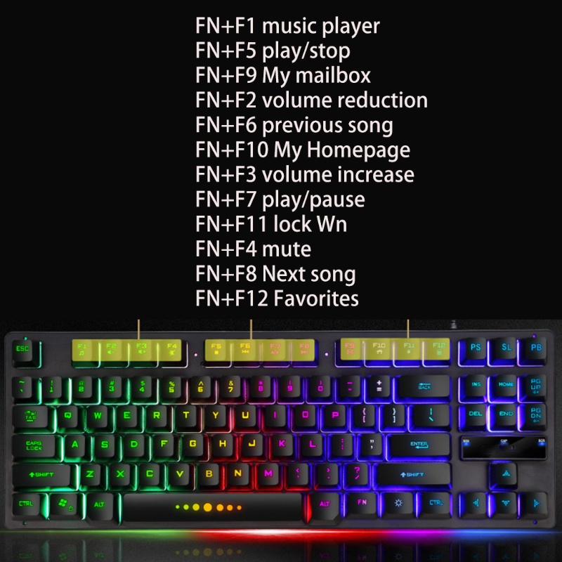 Bàn PhíM Cơ Gaming GK-10 RGB 87 PhíM Có Dây Cho PC / Laptop