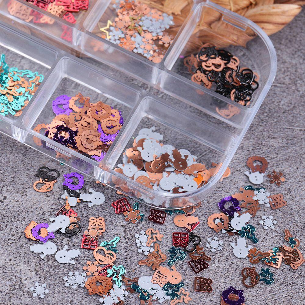 Hộp Sequin Lấp Lánh Họa Tiết Giáng Sinh 3D Tự Trang Trí Móng Tay Cho Nữ