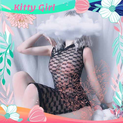 Cosplay Sexy Sườn Xám Ren Xuyên Thấu Dáng Dài Cổ Tàu Kèm Quần Lót Lọt Khe Quyến Rũ CO15 | BigBuy360 - bigbuy360.vn
