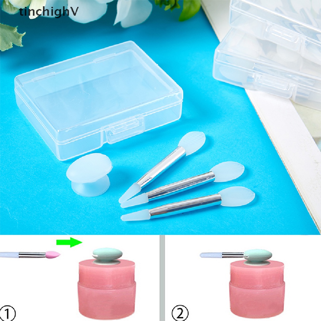 Cọ Đắp Mặt Nạ Môi Hai Đầu Bằng Silicone Kèm Nắp Đậy Chống Bụi Tiện Lợi