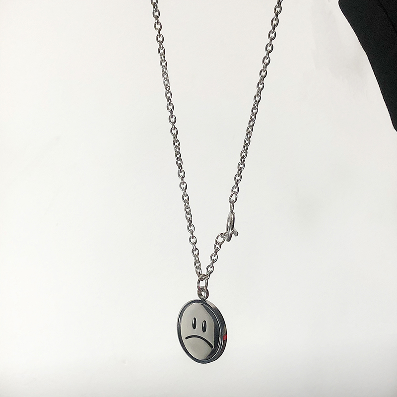 Dây Chuyền Hai Mặt Hình Mặt Cười Xoay Được Thời Trang Hip Hop 22011 ins