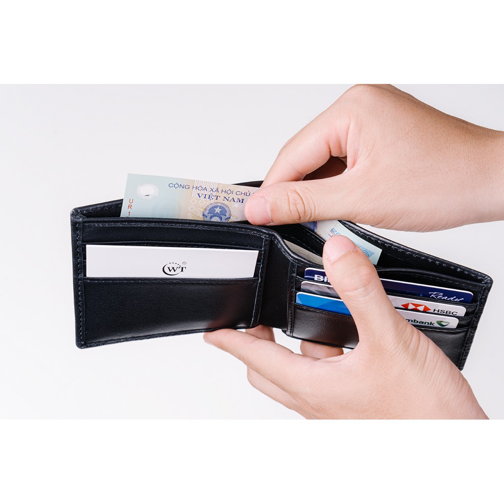 Ví Da Nam Da Dê Phối Da Bò Cao Cấp Màu Đen WT Leather 010098802
