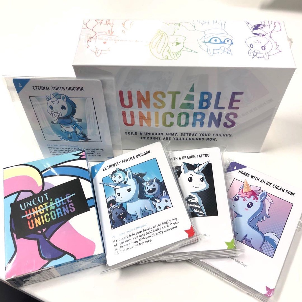 Bộ đồ chơi board game bài Unstable Unicorns Tiếng Anh bộ mở rộng Uncut Dragon Rainbow NSFW Legend Kỳ Lân Bất Định