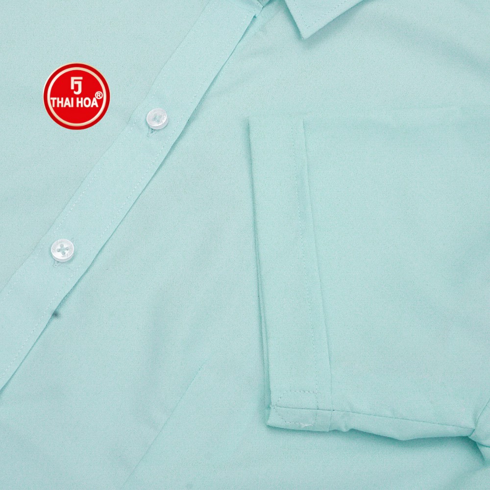 Áo sơ mi thời trang Thái Hòa N047-04-01 vải cotton thoáng mát màu xanh thiên thanh