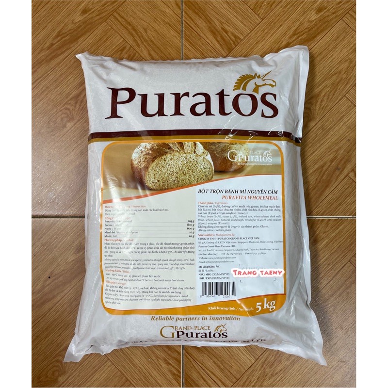 Bột mì nguyên cám Puravita Wholemeal Puratos 500g (Tách từ gói nguyên 5kg)