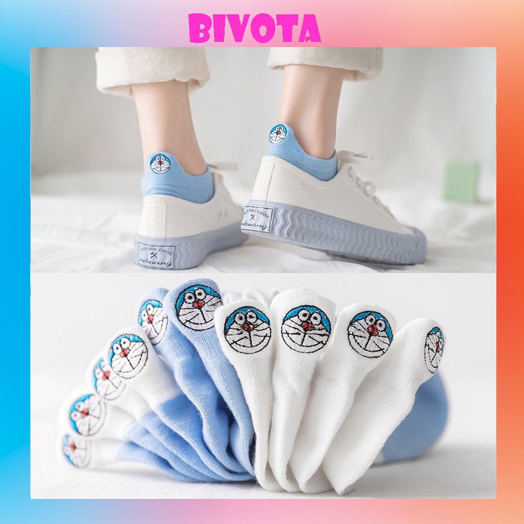 Tất cổ thấp Bivota vớ Doremon xanh phong cách Hàn Quốc siêu dễ thương T78