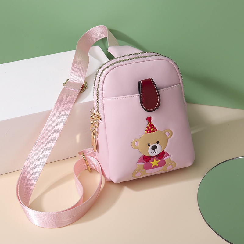 Túi Đeo Chéo Da Mềm In Hình Gấu Dễ Thương Thời Trang Cho Nữ