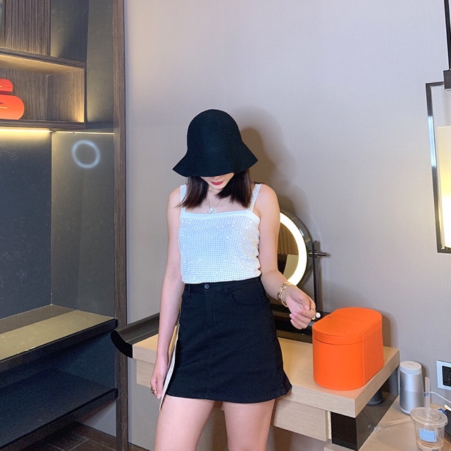 [Size 32-36] Quần Váy Đen Trơn Co Giãn Mạnh - Lưng Cao Qua Rốn / Chân Váy Jeans Có Quần Trong