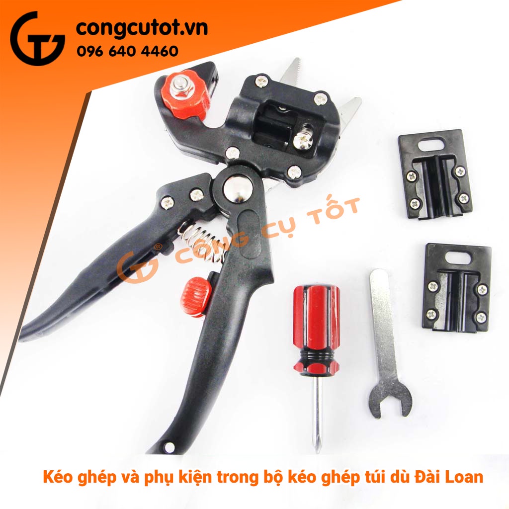 Kéo ghép cây túi dù Đài Loan thép SK5 Nhật Bản với 3 lưỡi ghép kèm phụ kiện tặng kèm 1 băng keo ghép cây