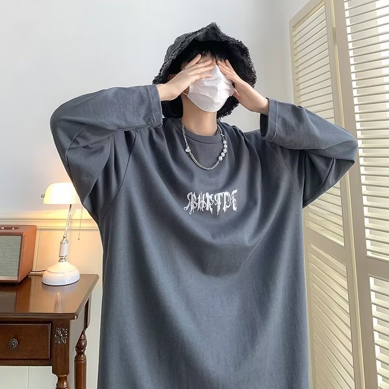 Áo Thun Tay Dài Cổ Tròn Dáng Rộng In Chữ Phong Cách Hàn Quốc Thời Trang Cho Nam Và Nữ size M-5XL