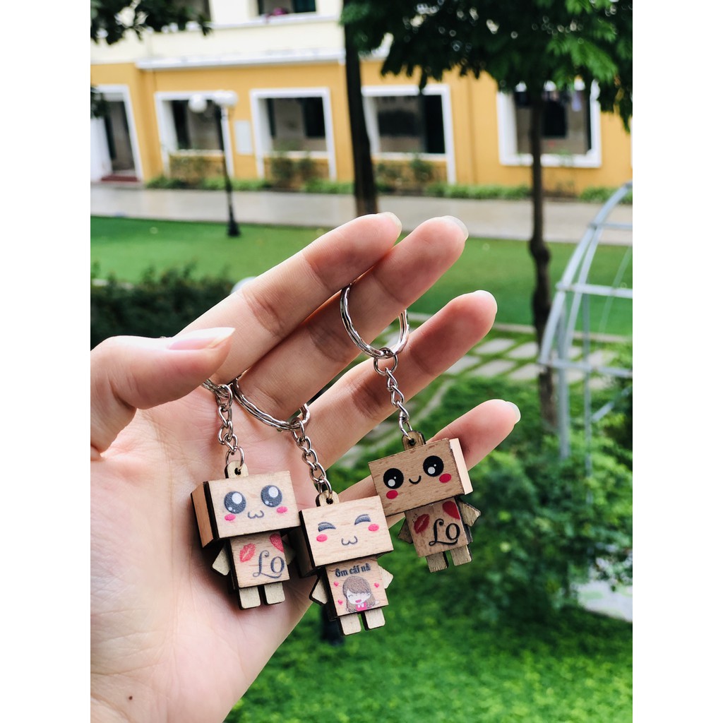 Móc khóa Danbo gỗ Biểu cảm Màu