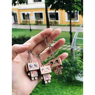 Móc khóa Danbo gỗ trang trí Biểu cảm Màu