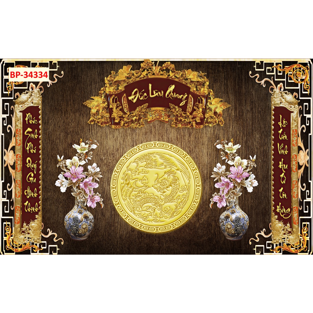 Tranh 3d dán tường phòng thờ, bàn thờ tặng keo và dụng cụ dán