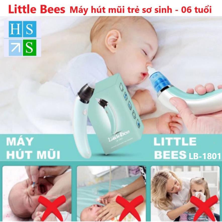 Máy hút mũi trẻ em điện tử LITTLE BEES (LB-1801) - Hút mũi trẻ sơ sinh tự động với đầu silicon siêu mềm, êm ái, an toàn