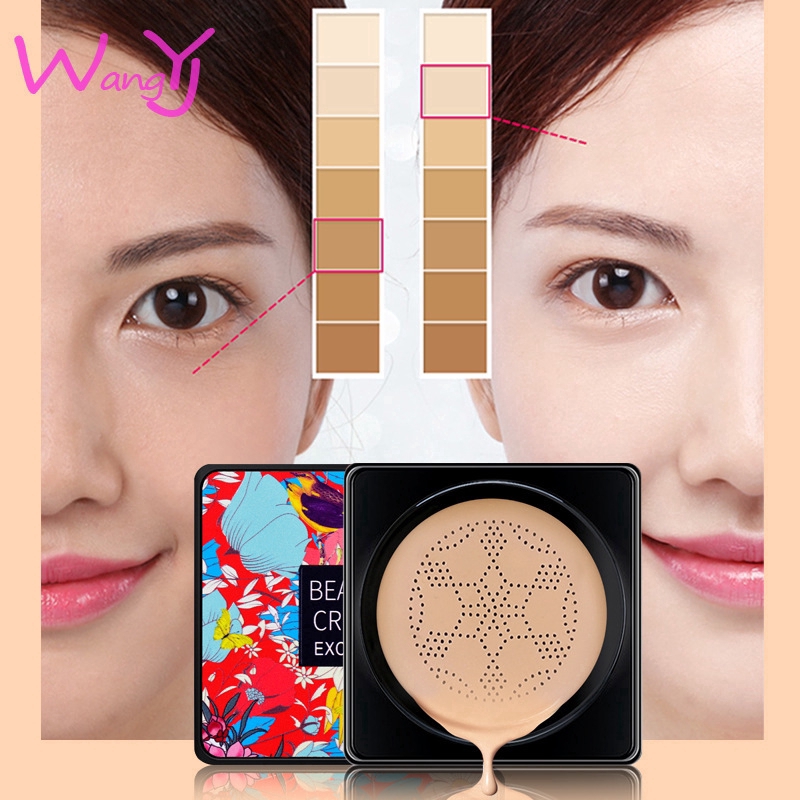 Kem nền dạng cushion tích hợp kem foundation kem BB CC và kem che khuyết điểm cùng cọ đầu nấm nhỏ dành cho trang điểm